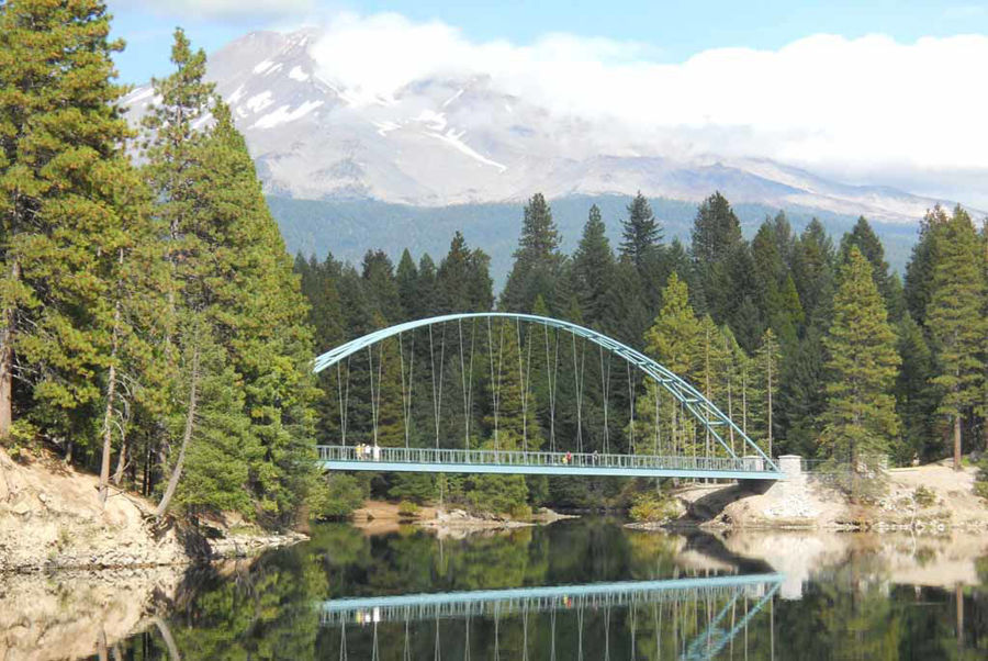 Curved Steel Creates Crown Jewel Wagon Creek Bridge in Lake Siskiyou, CA.